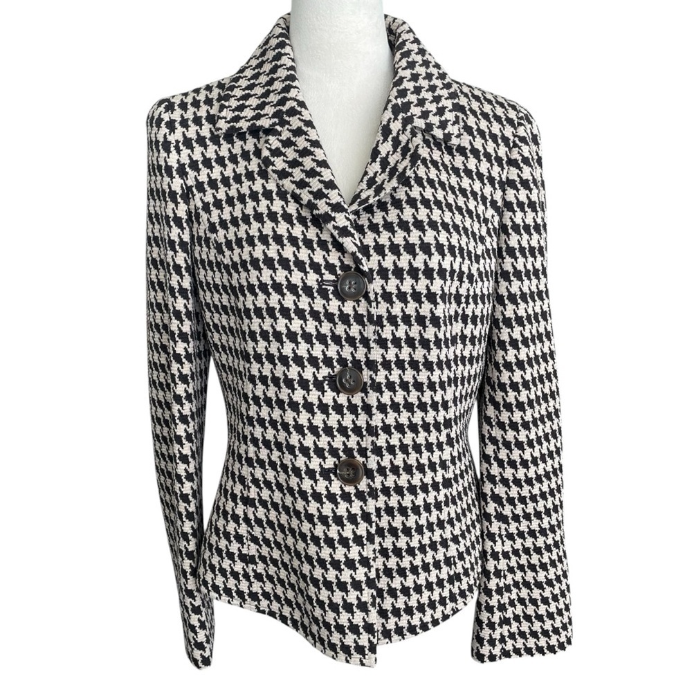 Dana Buchman Java Soy Houndstooth Wool Blend Blazer‎ Women 6 NWT